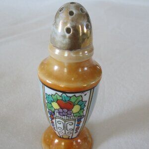 vintage 4.5" Ceramic Salt Shaker, Fruit design, cork bottom stopper